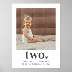 Póster Signo de bienvenida de cumpleaños de dos Heart Squ