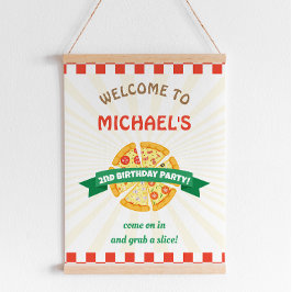 Póster Signo de bienvenida de cumpleaños de Fiesta Pizza