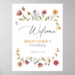 Póster Signo de bienvenida de cumpleaños de Flor silvestr