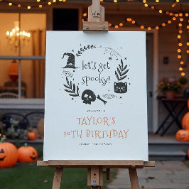 Póster Signo de bienvenida de cumpleaños de Halloween con