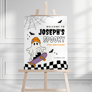 Póster Signo de bienvenida de cumpleaños de Halloween esp
