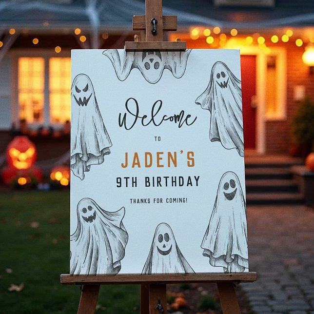 Póster Signo de bienvenida de cumpleaños de Halloween Gho (Subido por el creador)