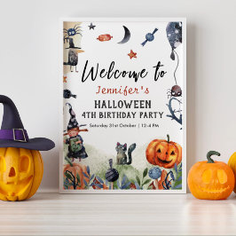 Póster Signo de bienvenida de cumpleaños de Halloween par