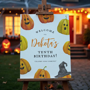 Póster Signo de bienvenida de cumpleaños de la calabaza l