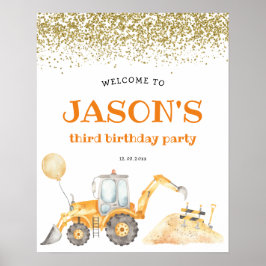 Póster Signo de bienvenida de cumpleaños de la construcci