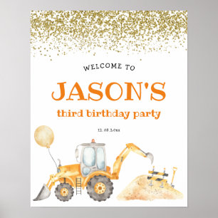 Póster Signo de bienvenida de cumpleaños de la construcci