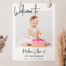 Póster Signo de bienvenida de cumpleaños de la foto moder