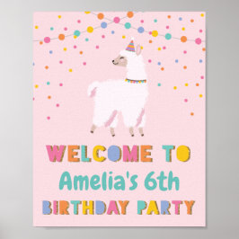 Póster Signo de bienvenida de cumpleaños de Llama