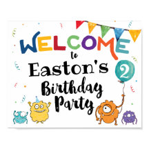 Signo de bienvenida de cumpleaños de Monster