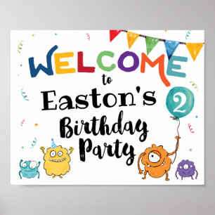 Póster Signo de bienvenida de cumpleaños de Monster
