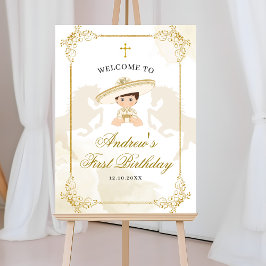 Póster Signo de bienvenida de cumpleaños de niño mexicano