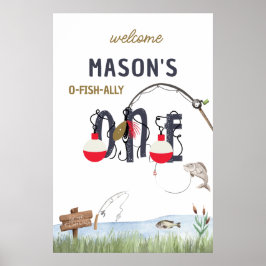 Póster Signo de bienvenida de cumpleaños de pesca de un a