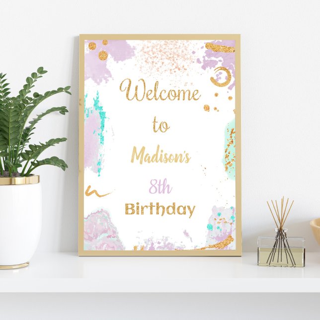 Póster Signo de bienvenida de cumpleaños de pintura color (Paint Birthday Welcome Signs)