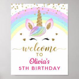 Póster Signo de bienvenida de cumpleaños de Rainbow Gold