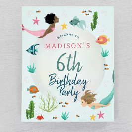 Póster Signo de bienvenida de cumpleaños de sirena bajo e