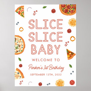 Póster Signo de bienvenida de cumpleaños de Slice Slice B