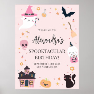 Póster Signo de bienvenida de cumpleaños de Spooky Rosa
