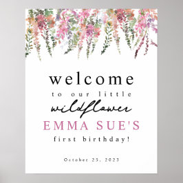 Póster Signo de bienvenida de cumpleaños de Spring Meadow