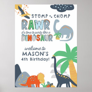 Póster Signo de bienvenida de cumpleaños de Stomp Chomp R