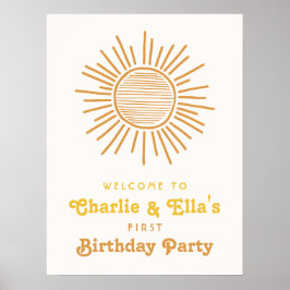 Póster Signo de bienvenida de cumpleaños de Sun