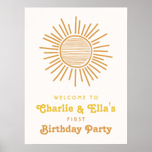 Póster Signo de bienvenida de cumpleaños de Sun