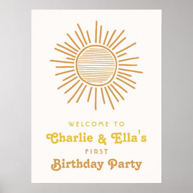 Póster Signo de bienvenida de cumpleaños de Sun (Frente)
