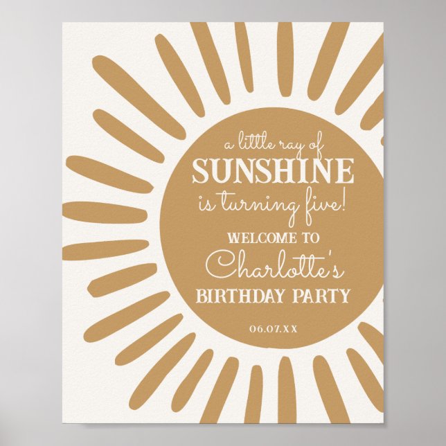 Póster signo de bienvenida de cumpleaños de sunshine (Frente)