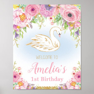 Póster Signo de bienvenida de cumpleaños de Swan Princess