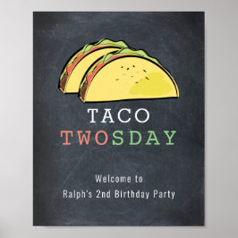 Póster Signo de bienvenida de cumpleaños de Taco Twosday