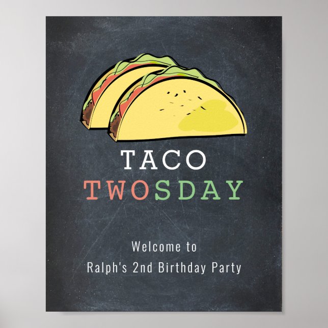 Póster Signo de bienvenida de cumpleaños de Taco Twosday  (Frente)