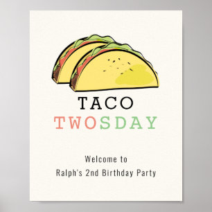 Póster Signo de bienvenida de cumpleaños de Taco Twosday 