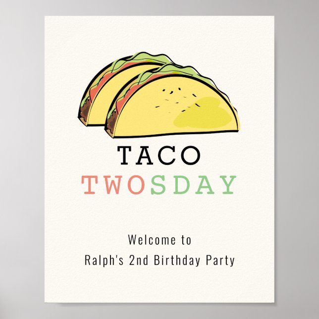 Póster Signo de bienvenida de cumpleaños de Taco Twosday  (Frente)