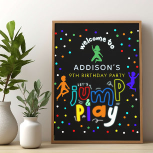 Póster Signo de bienvenida de cumpleaños de Trampoline Pa