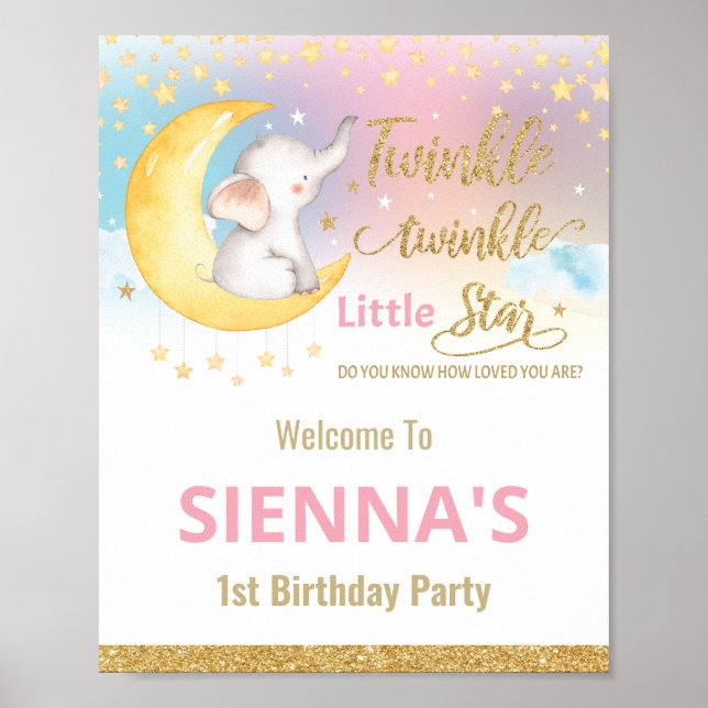 Póster Signo de bienvenida de cumpleaños de Twinkle Littl (Frente)