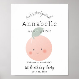 Póster Signo de bienvenida de cumpleaños del Chica Peache