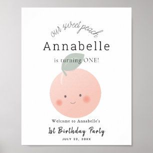 Póster Signo de bienvenida de cumpleaños del Chica Peache