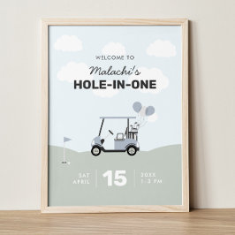 Póster Signo de bienvenida de cumpleaños del primer golf 