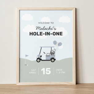 Póster Signo de bienvenida de cumpleaños del primer golf 