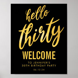Póster Signo de bienvenida de cumpleaños "Hello Thirty" d