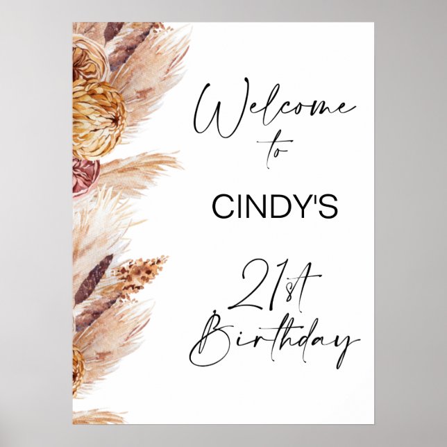 Póster Signo de bienvenida de cumpleaños número 21 de Boh (Frente)