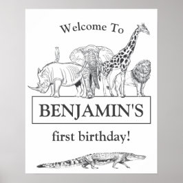 Póster Signo de bienvenida de cumpleaños para animales de
