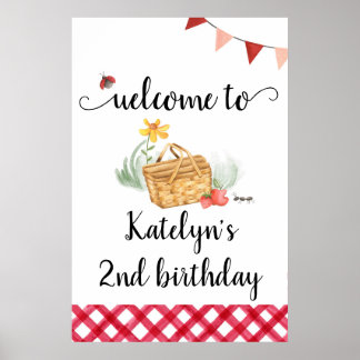 Póster Signo de bienvenida de cumpleaños para picnic
