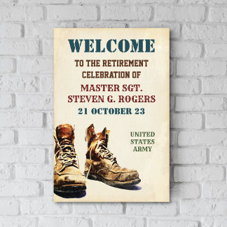 Póster Signo de bienvenida de despedida a retiro militar