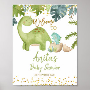 Póster Signo de bienvenida de Dinosaur Baby Shower