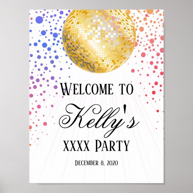 Póster signo de bienvenida de disco fiesta (Frente)