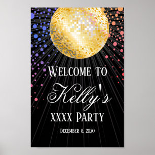 Póster signo de bienvenida de disco fiesta