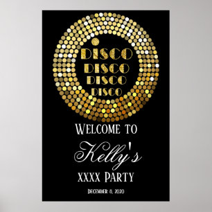 Póster signo de bienvenida de disco fiesta