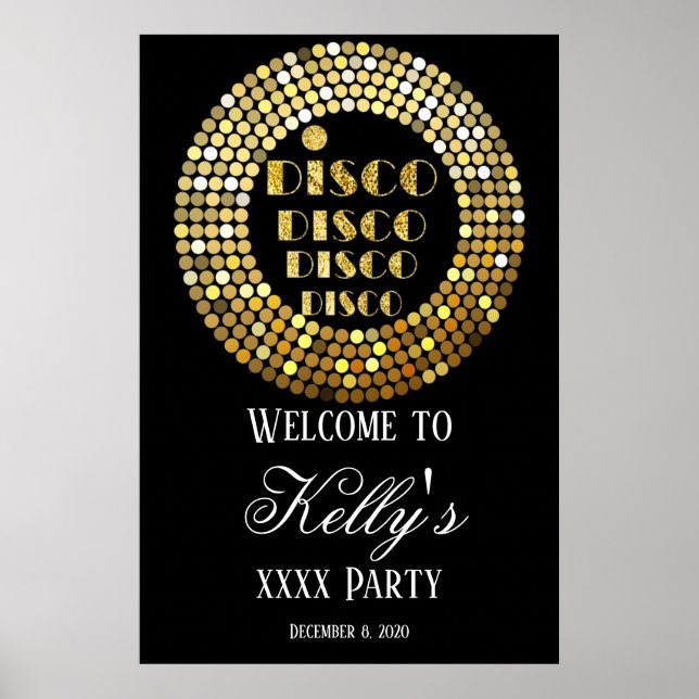 Póster signo de bienvenida de disco fiesta (Frente)