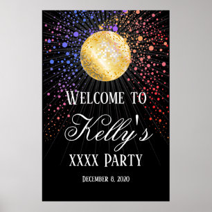 Póster signo de bienvenida de disco fiesta