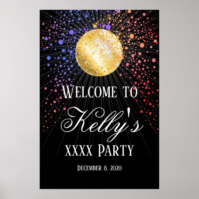 Póster signo de bienvenida de disco fiesta (Frente)